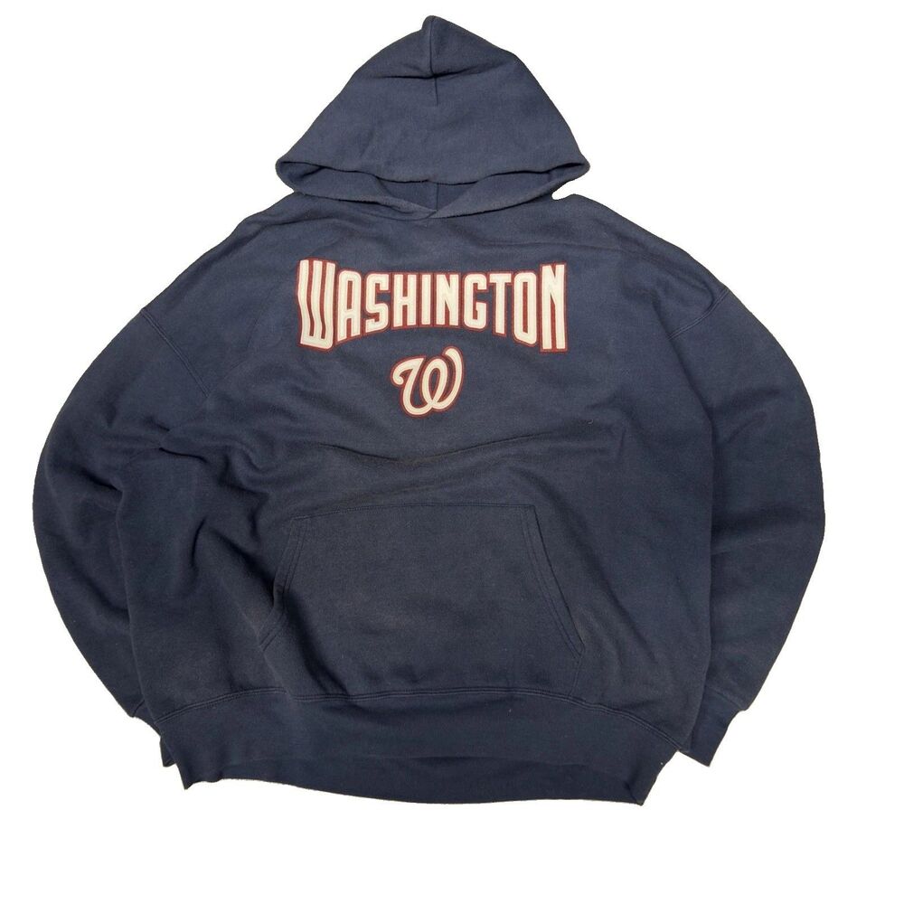 Vintage Washington Nationals Hoodie Men’s XL Blue MLB Baseball Lee Sports Y2K